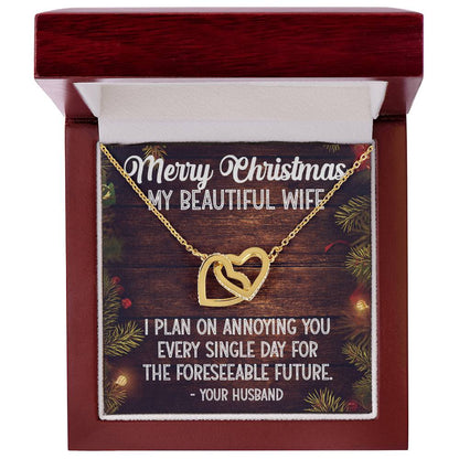 Christmas Gift For Wife Interlocking Hearts Necklace