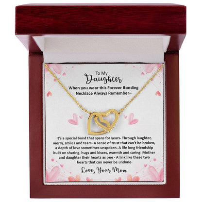 Forever Bonding Necklace - To My Daughter Interlocking Hearts Necklace