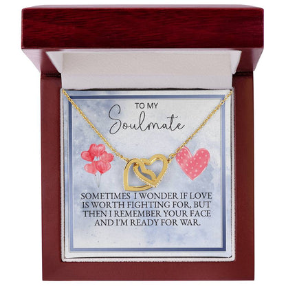 Valentine'S Special To My Soulmate Necklace Interlocking Hearts Necklace