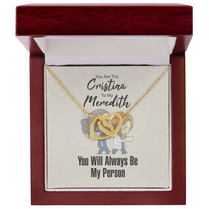 You Are The Cristina To My Meredith Necklace Interlocking Hearts Necklace