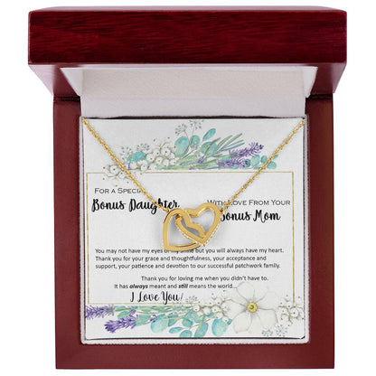 Bonus Daughter From Bonus Mom No Dna But You Have My Heart Interlocking Hearts Necklace