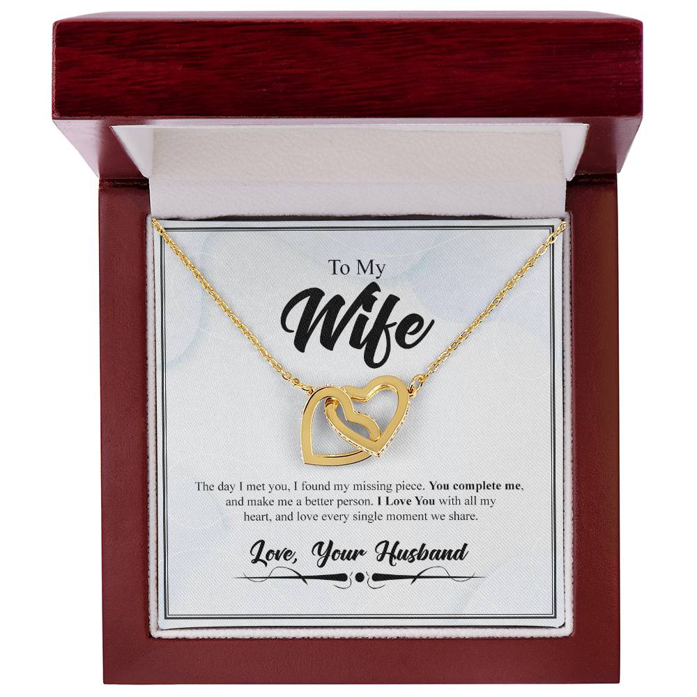 To My Wife- You Complete Me- Interlocking Heart Necklace Interlocking Hearts Necklace