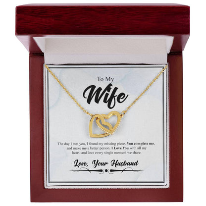 To My Wife- You Complete Me- Interlocking Heart Necklace Interlocking Hearts Necklace