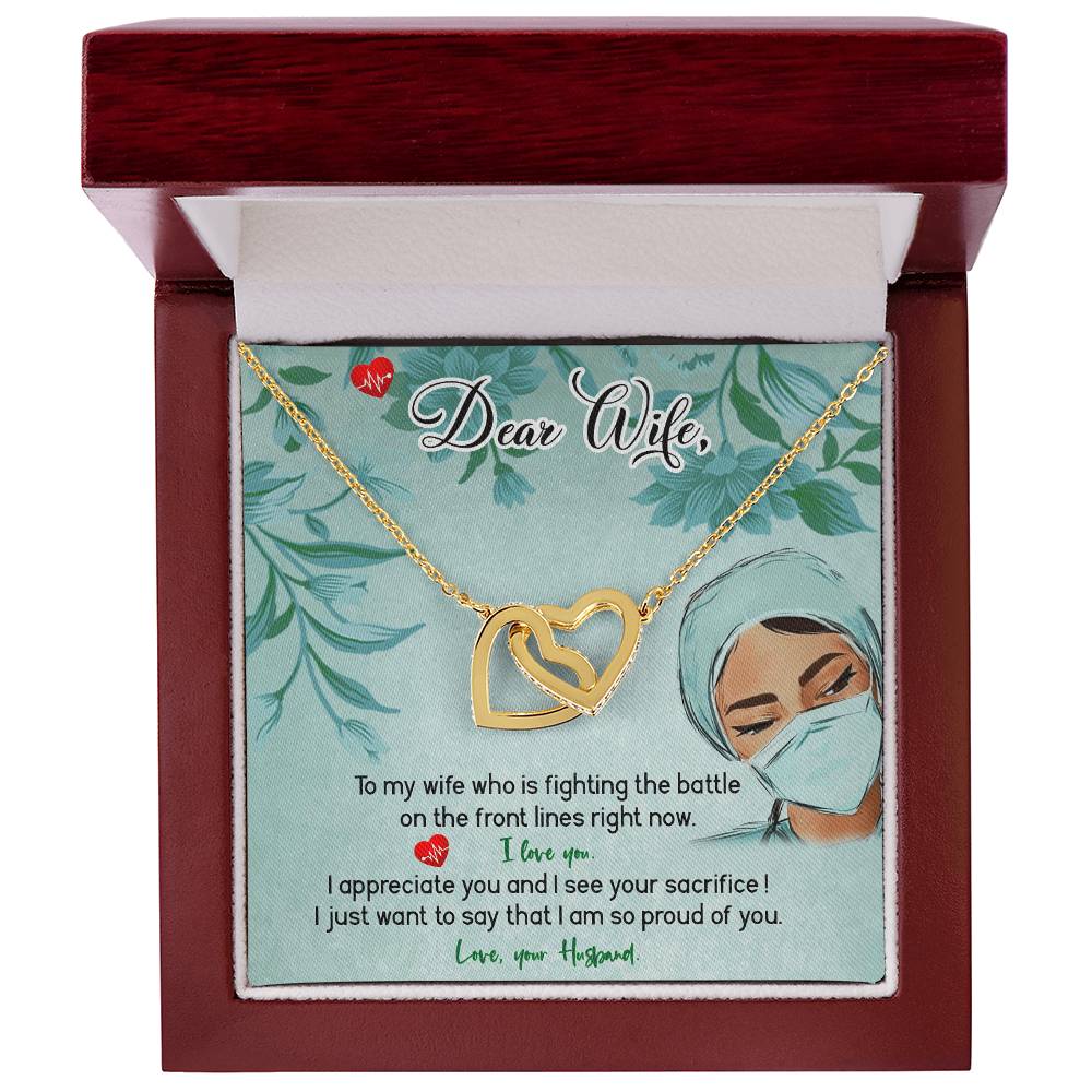 Amazing Front Line Wife Interlocking Hearts Necklace