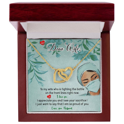 Amazing Front Line Wife Interlocking Hearts Necklace