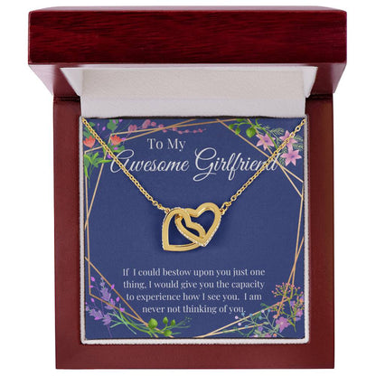 Awesome Girlfriend Interlocking Hearts Necklace Gift