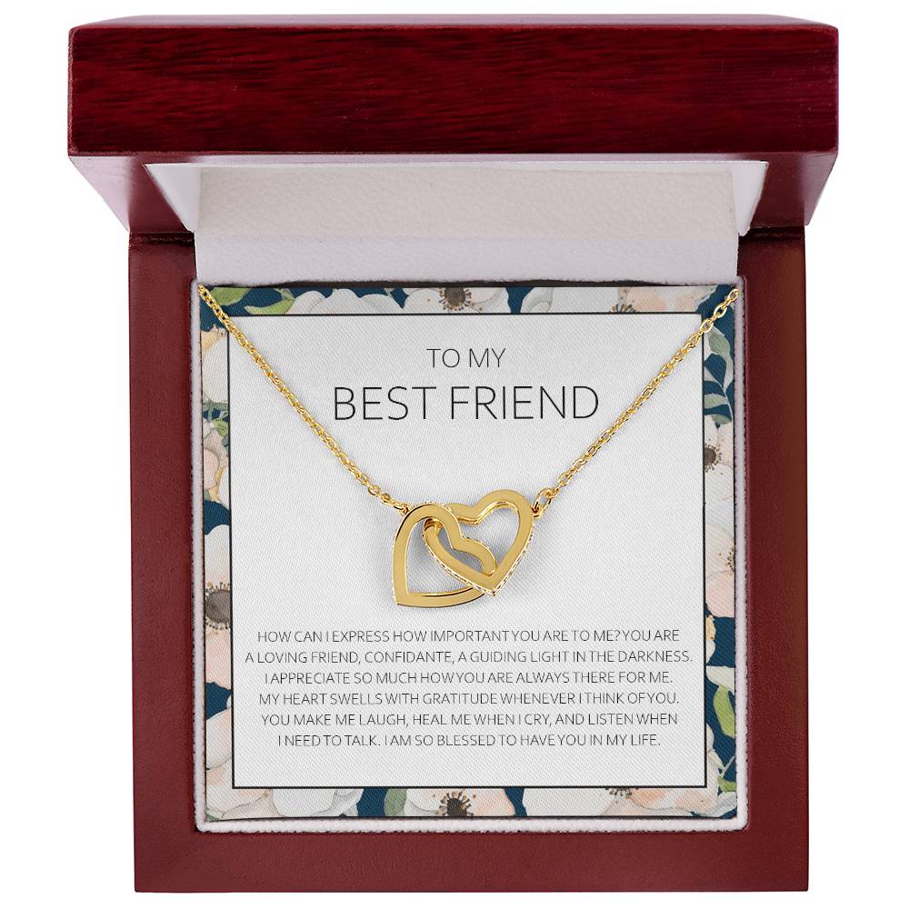 Best Friend Necklace - Bff Gift Jewelry Friends Forever Presents Heartfelt Card & Jewelry Gift For Birthday Holidays And More Interlocking Hearts Necklace