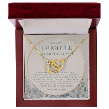 Daughter Graduation Gift Necklace For Her College Graduation Gift For Her High School Senior Graduation Class Of Interlocking Hearts Necklace