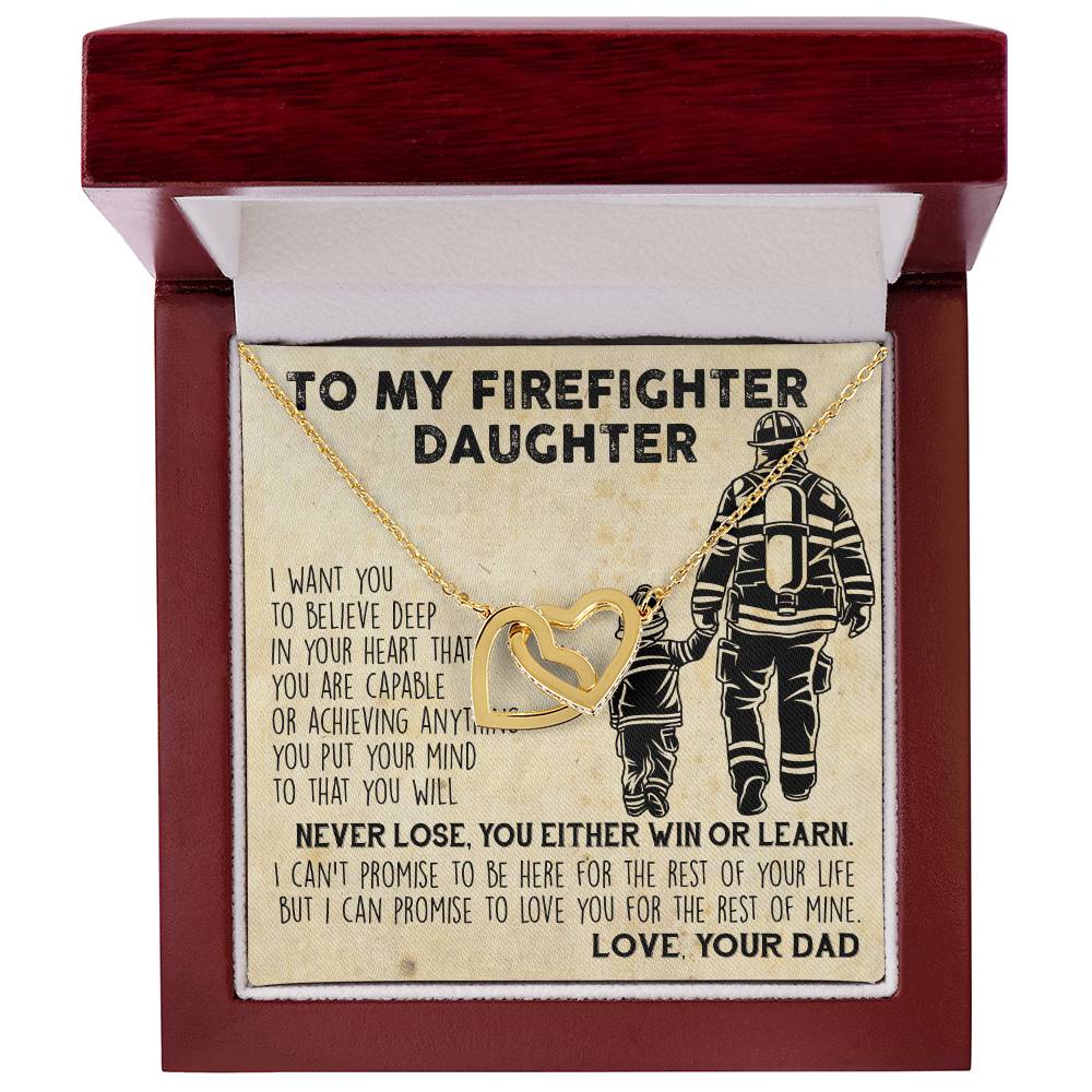 Firefighter Daughter Gift To Firefighter Daughter Gift From Dad Firefighter Daughter Necklace Interlocking Hearts Necklace