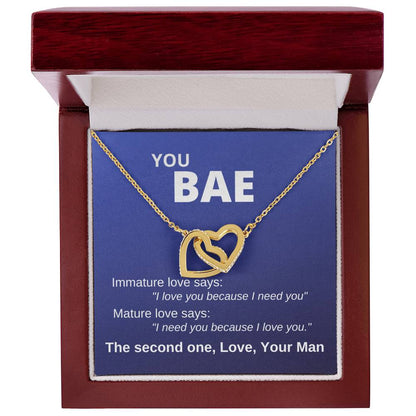 You Bae Linked Hearts Gift To Girlfriend Fiancee Wife Interlocking Hearts Necklace