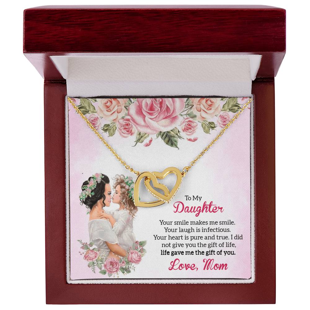 Forever Bonding Heart Necklace Gift Set - To My Daughter Interlocking Hearts Necklace