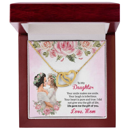 Forever Bonding Heart Necklace Gift Set - To My Daughter Interlocking Hearts Necklace