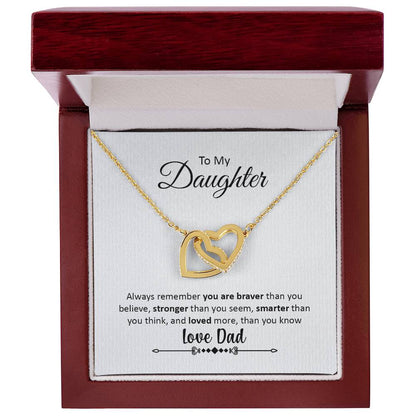 Always Remember - You Are Braver - Love Dad Interlocking Hearts Necklace