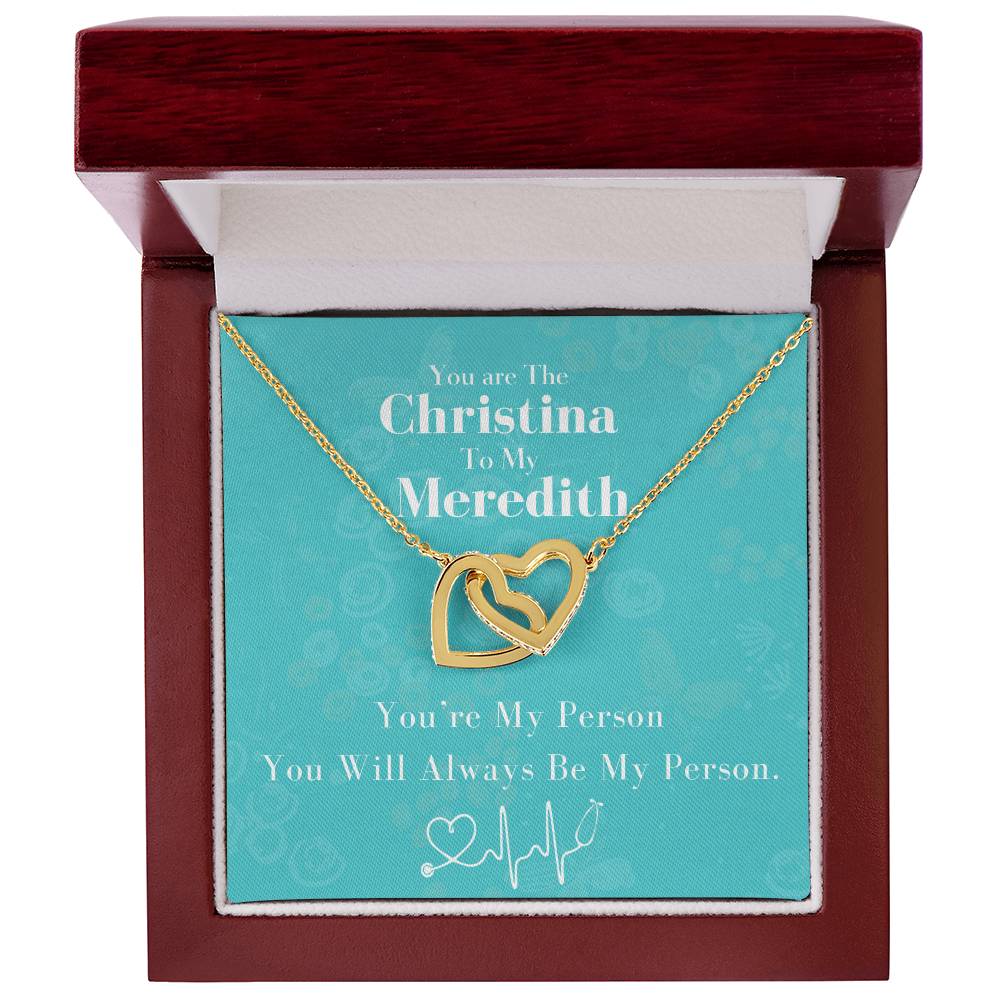 You Are The Cristina To My Meredith Joined Hearts Necklace Interlocking Hearts Necklace