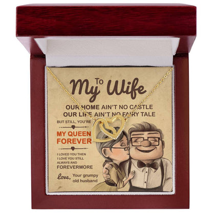 To My Wife Necklace My Queen Forever Interlocking Hearts Necklace