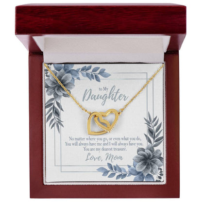 Dearest Treasure Mom To Daughter Gift Interlocking Hearts Necklace