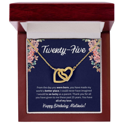 Twenty-Five Birthday All Of My Love Interlocked Hearts Necklace Interlocking Hearts Necklace