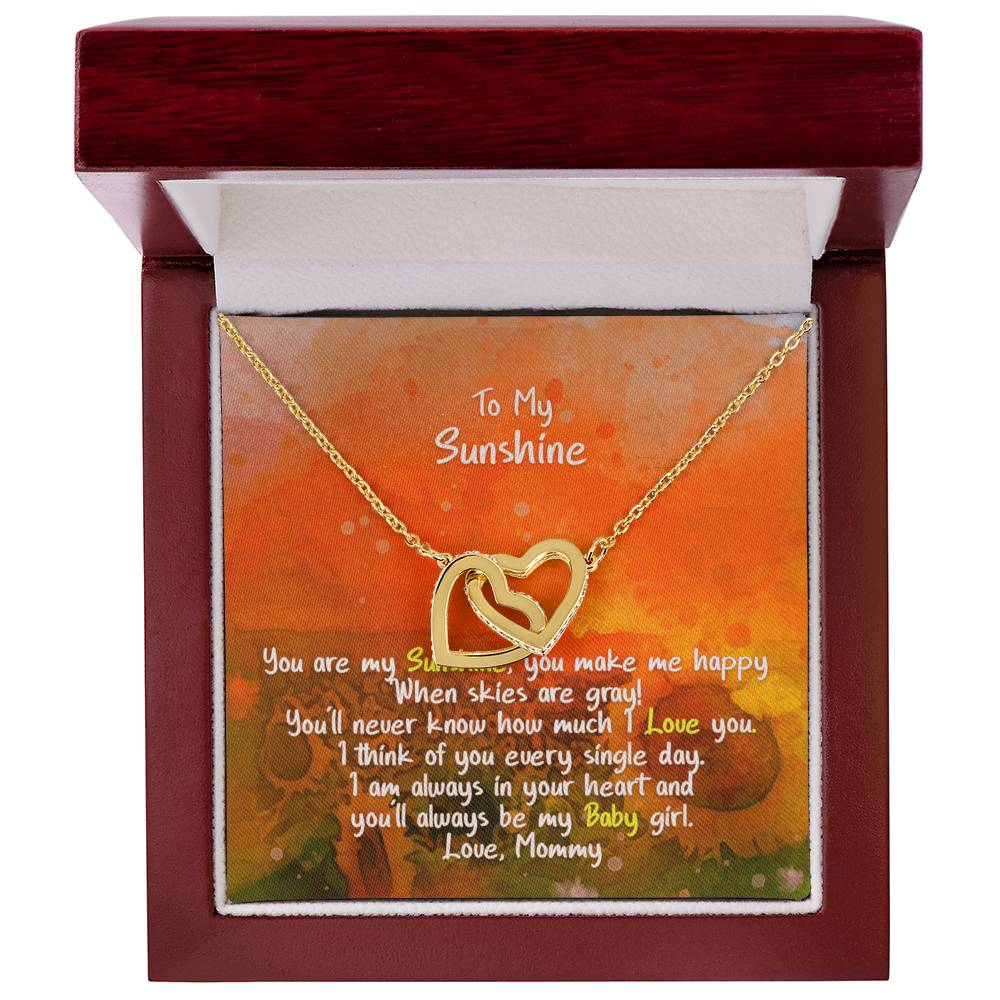 Daughter My Sunshine Locked Hearts Necklace Interlocking Hearts Necklace