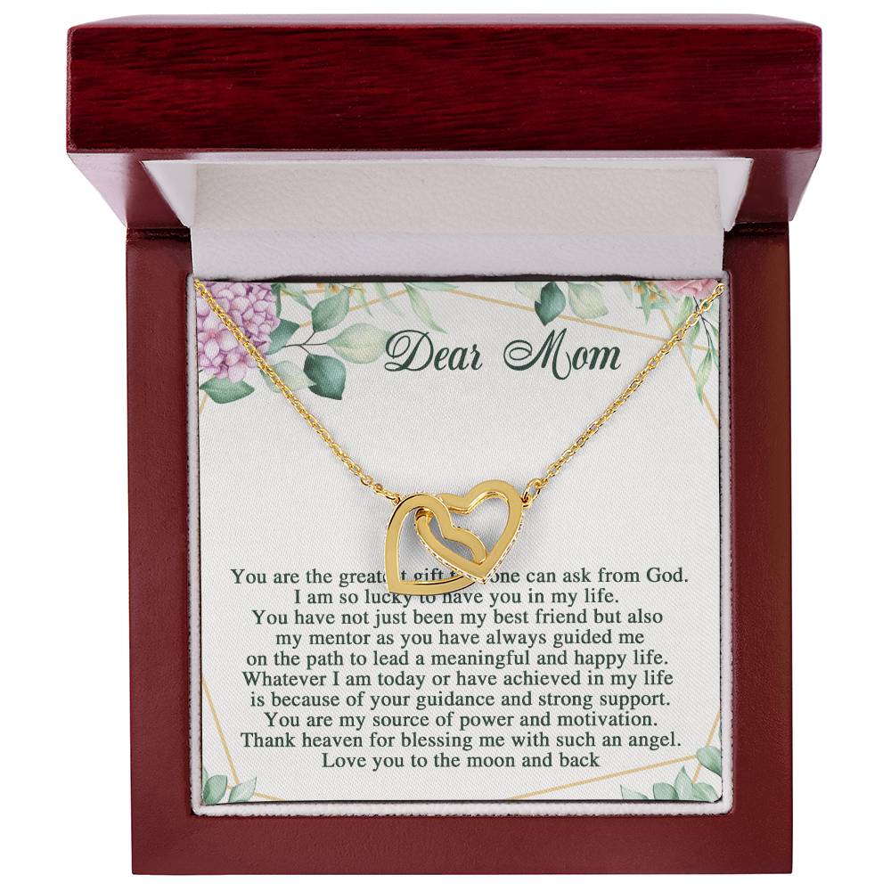 Dear Mom Interlocking Hearts Necklace Message Card