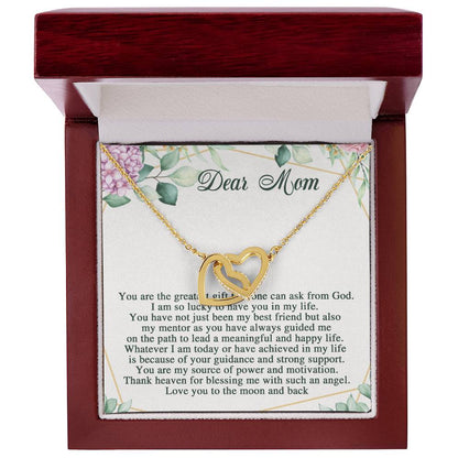Dear Mom Interlocking Hearts Necklace Message Card