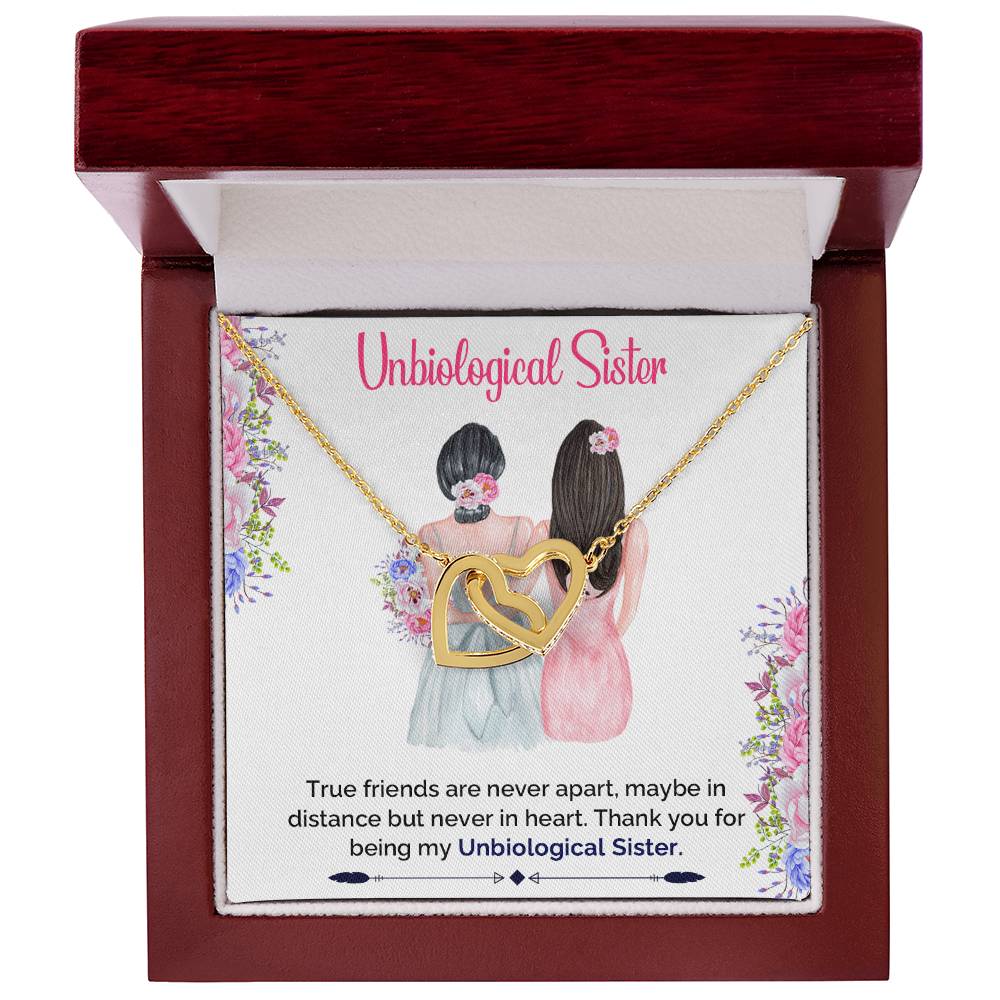 Unbiological Sister Interlocking Hearts Necklace - Best Friend Soul Sister Necklace Bridesmaid Gift