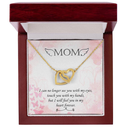 Double Heart Pendant Necklace Remembrance Mom Interlocking Hearts Necklace