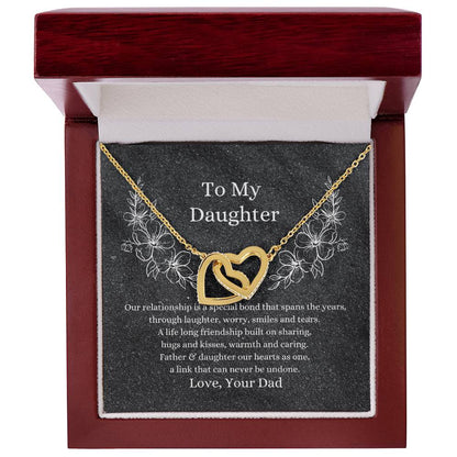 Father To Daughter Hearts As One Necklace Interlocking Hearts Necklace