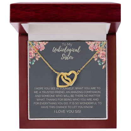 Unbiological Sister Necklace - Dark Interlocking Hearts Necklace