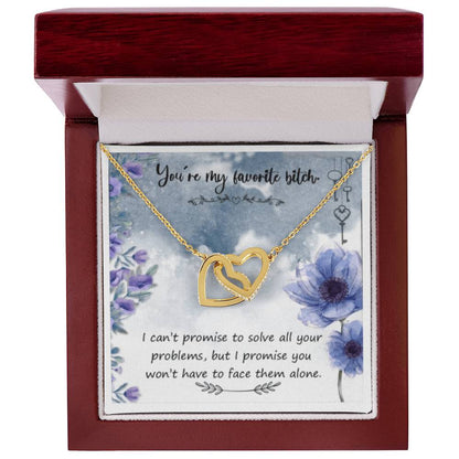 You'Re My Favorite Bitch Interlocking Hearts Necklace