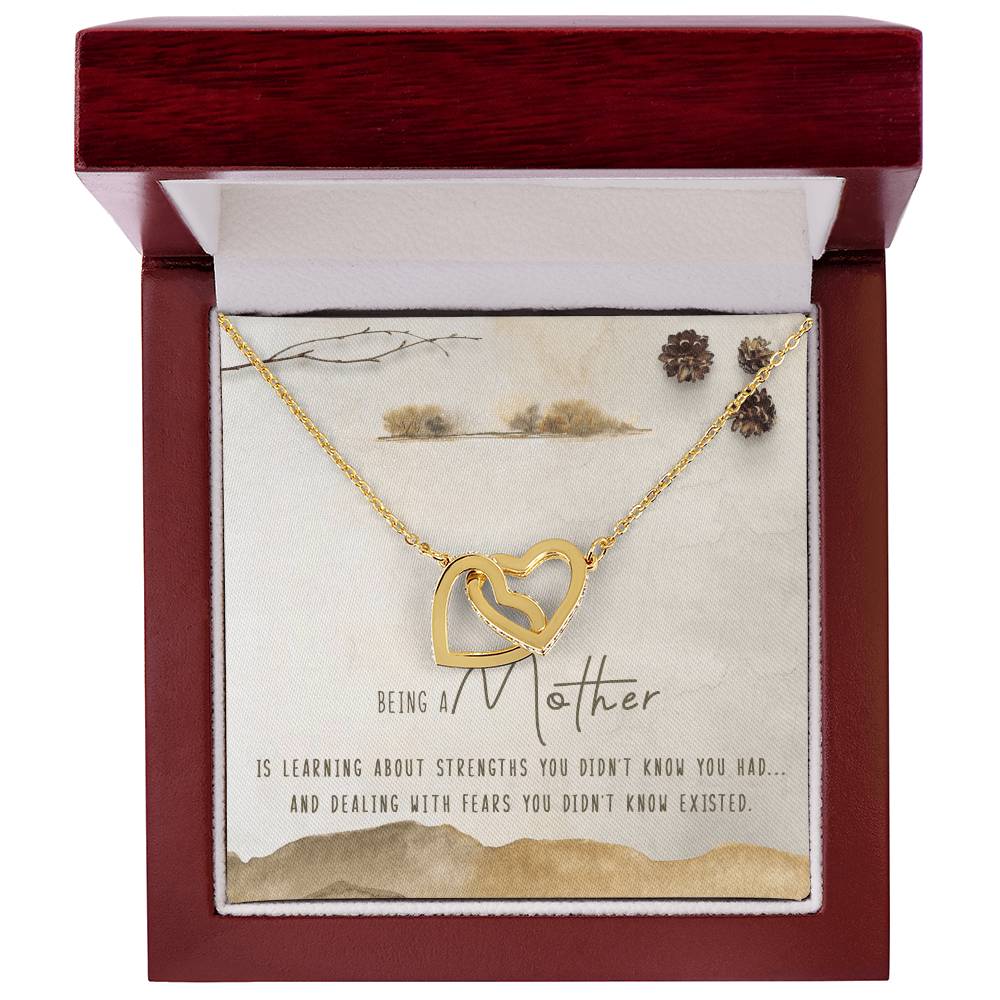 Being A Mother Interlocking Hearts Necklace Message Card