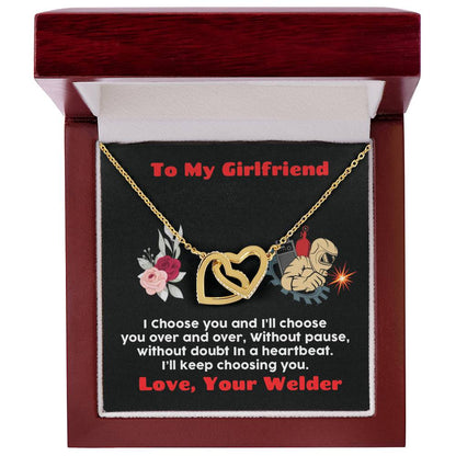 Welder'S Girlfriend Interlocking Hearts Necklace