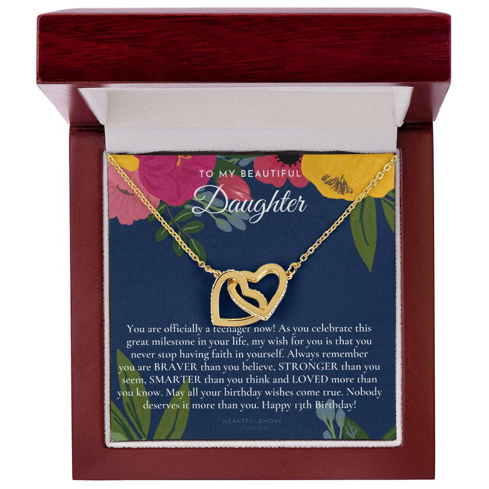 Gift For 13 Year Old Girl Gifts 13Th Birthday Girl 13Th Birthday Gift Thirteenth Birthday Necklace Teen Birthday Gift Official Teenager Interlocking Hearts Necklace