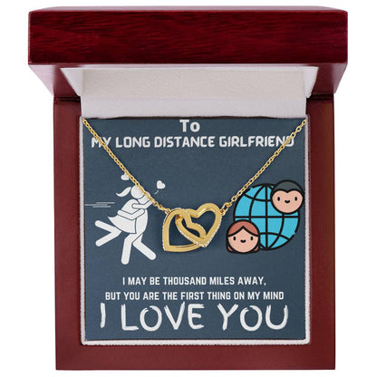Gift For Long Distance Girlfriend Interlocking Hearts Necklace
