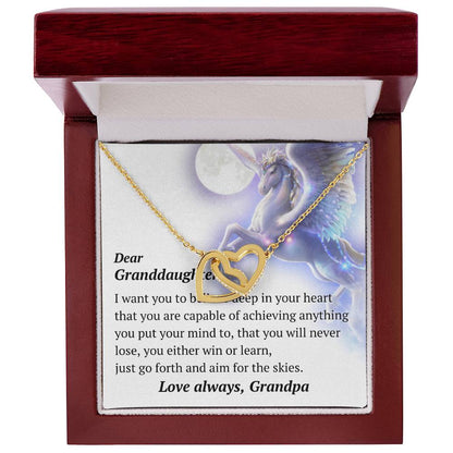 Dear Granddaughter Pegasus Necklace Interlocking Hearts Necklace