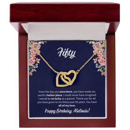 Fifty Birthday All Of My Love Interlocked Hearts Necklace Interlocking Hearts Necklace