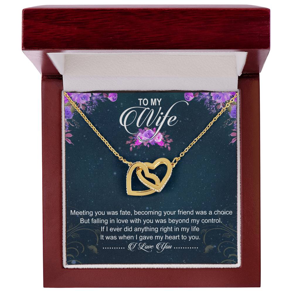 To My Wife Interlocking Hearts Necklace Message Card