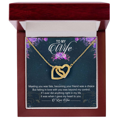 To My Wife Interlocking Hearts Necklace Message Card