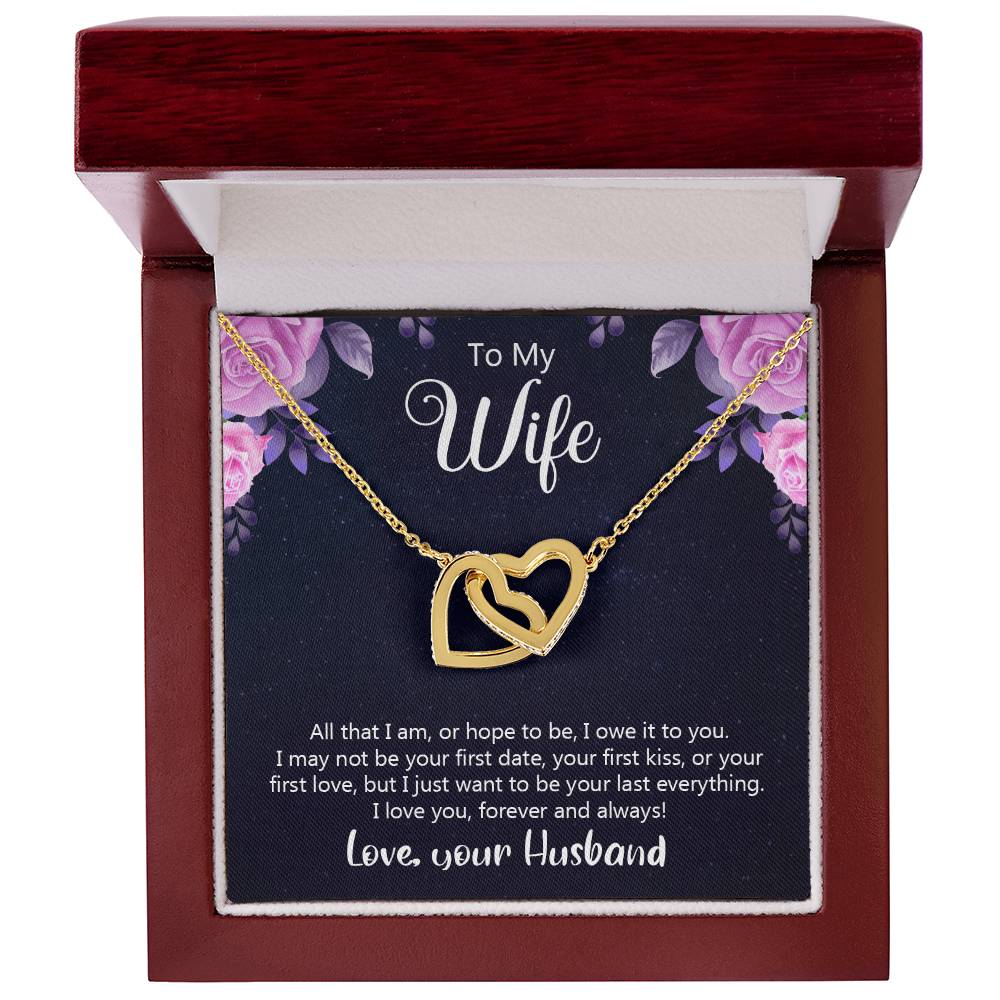 To My Wife All That I Am Or Hope To Be Interlocking Hearts Necklace