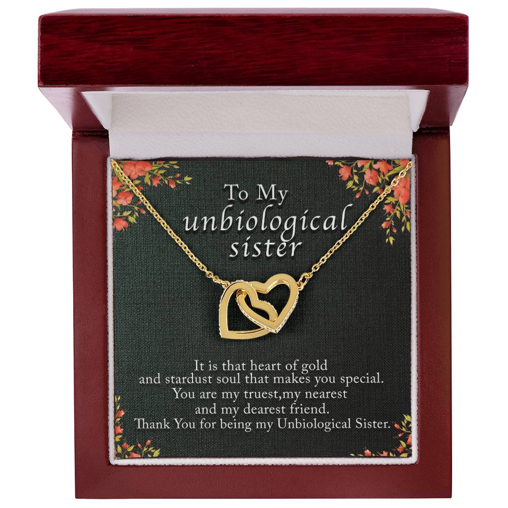 Unbiological Sister Interlocking Heart Necklace Gift Interlocking Hearts Necklace