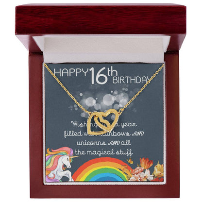 16Th Birthday Necklace Gifts For Girls Cute Unicorn 16 Years Old Girl Jewelry Gift For Daughter Niece Interlocking Necklace Xu246Il09 Interlocking Hearts Necklace