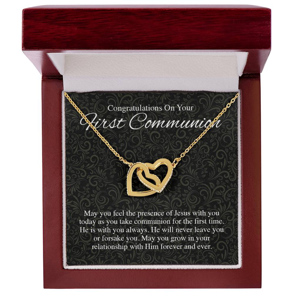 22 Congratualtions On Your First Communion V1 Interlocking Hearts Interlocking Hearts Necklace