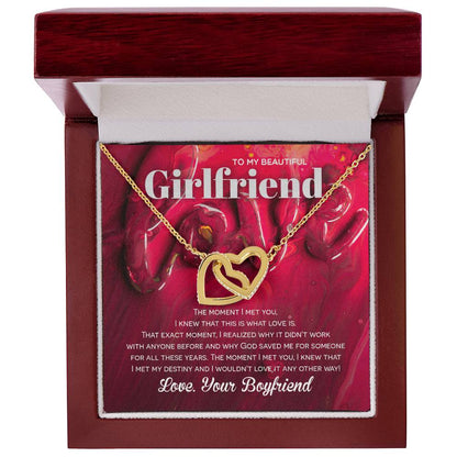 Two Hearts Necklace For Girlfriend - God Saved Me For You Interlocking Hearts Necklace