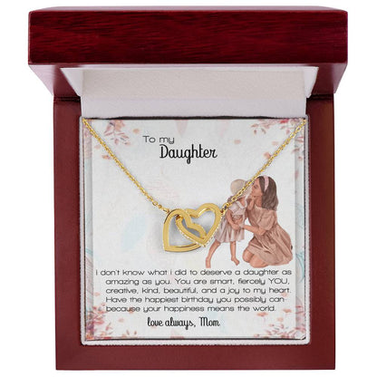 Daughter Gift Interlocking Hearts Necklace Love Always Mom