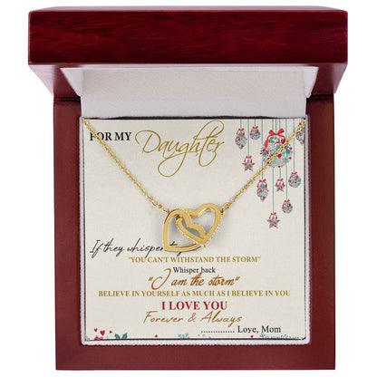 For My Daughter Interlocking Hearts Necklace Message Card