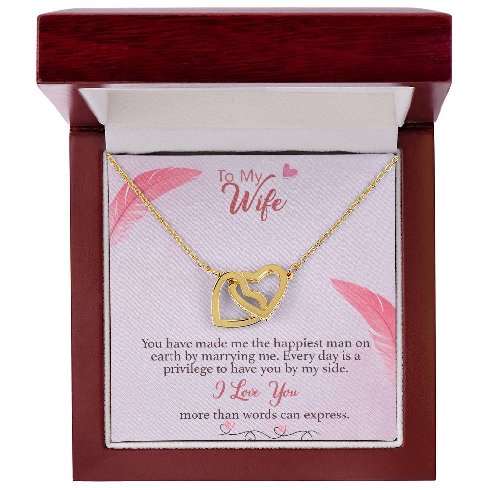 To Wife Interlocking Hearts Necklace