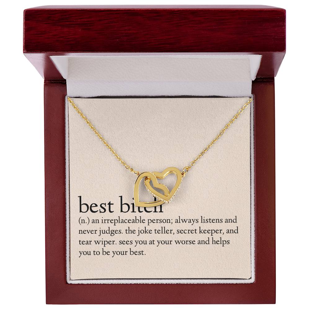 Definition Of A Best Bitch Interlocking Hearts Necklace