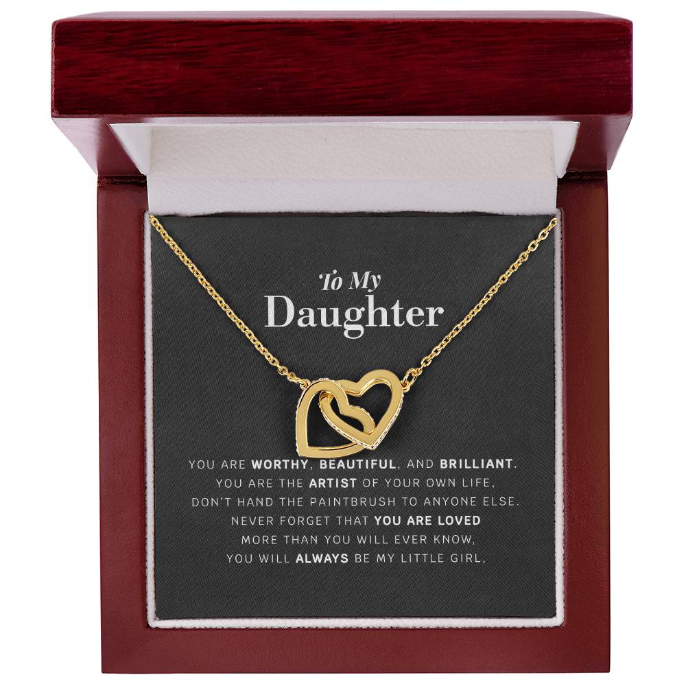 Daughter Necklace Gift From Mom Dad To Our Dear Daughter Present For Christmas Birthday Jewelry For Daughter From Parents Interlocking Hearts Necklace