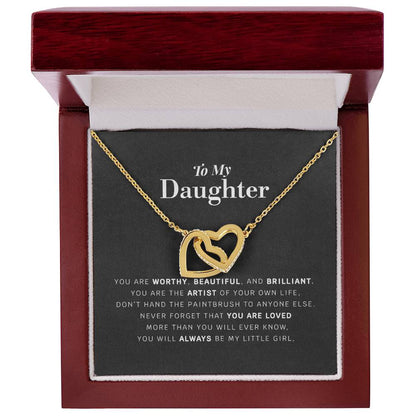 Daughter Necklace Gift From Mom Dad To Our Dear Daughter Present For Christmas Birthday Jewelry For Daughter From Parents Interlocking Hearts Necklace