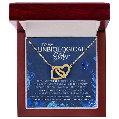 Unbiological Sister Heart Necklace Gift For Best Friend Thank You For Everything Interlocking Hearts Necklace