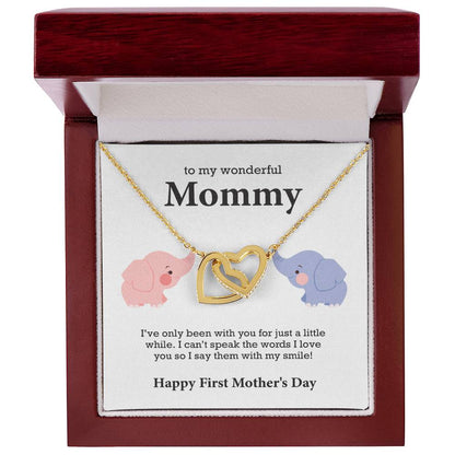 To My Wonderful Mommy Interlocking Hearts Necklace